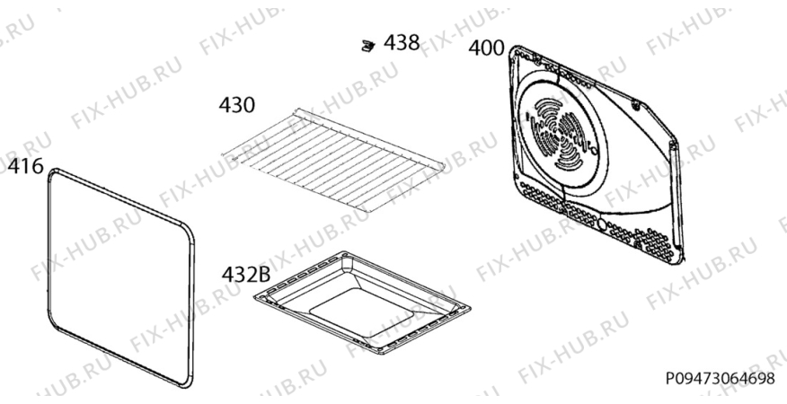 Взрыв-схема плиты (духовки) Electrolux EKK51300OX - Схема узла Oven